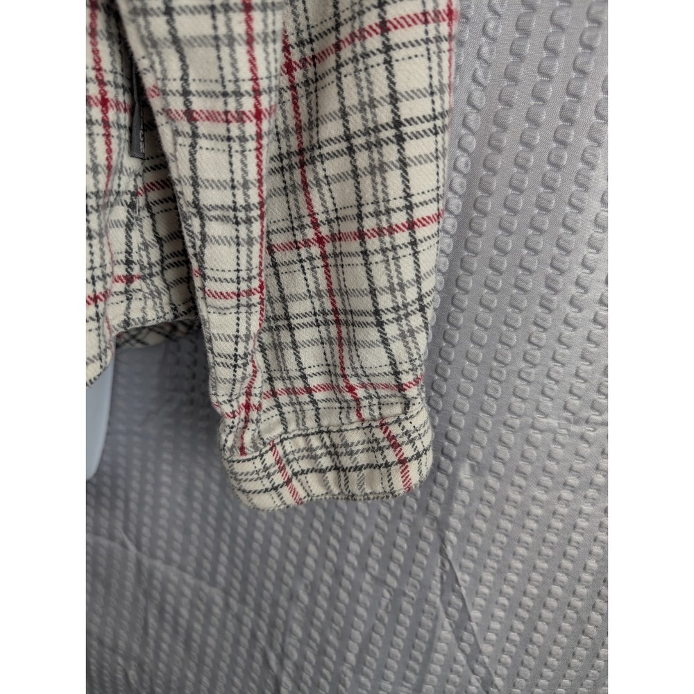 Woolrich Womens Medium Cream Red Plaid Flannel Button Up Shirt 100% Cotton 2006 - Picture 6 of 13